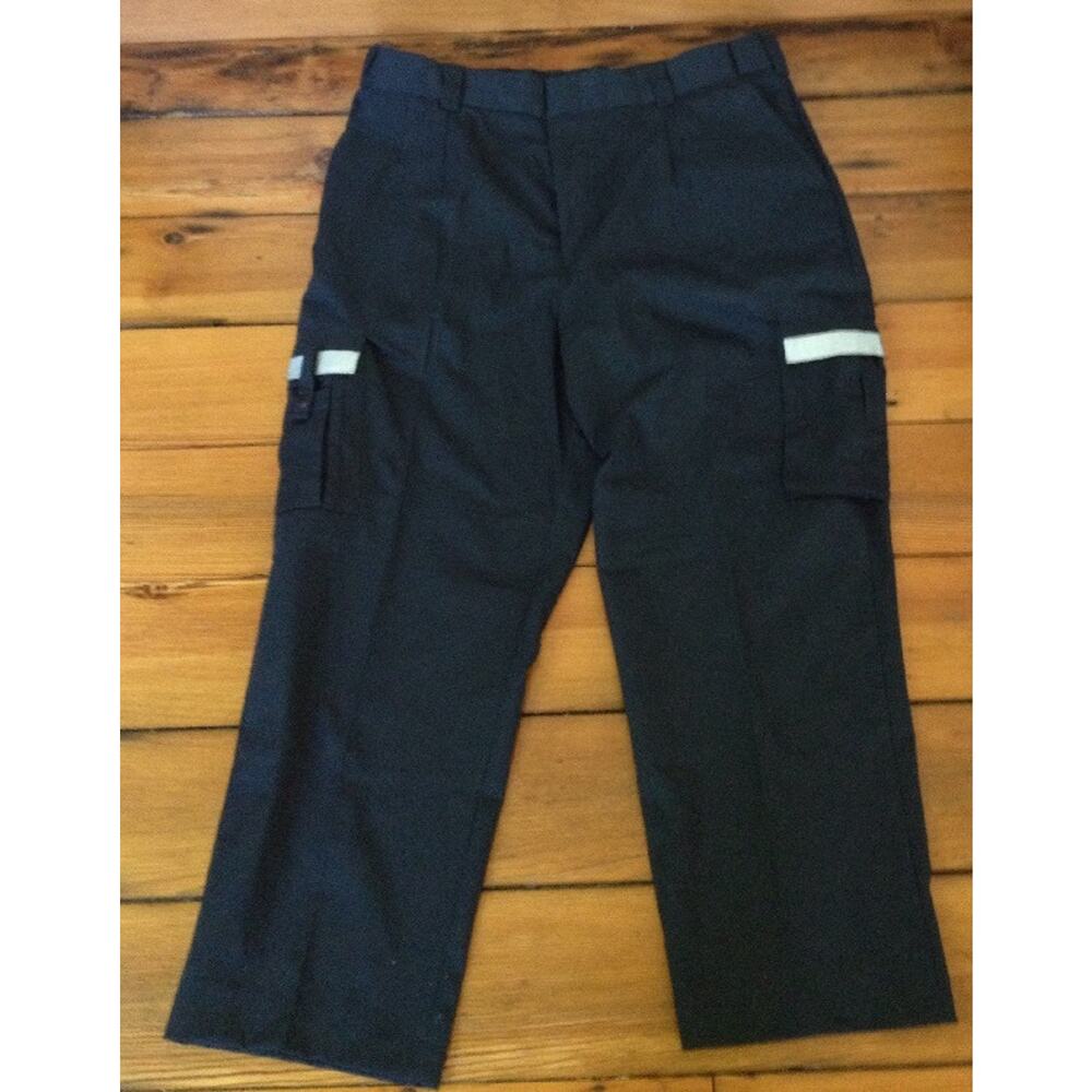 Galls Dark Navy Blue Black Reflectors Cotton Blend Womens Work Pants 18 40x28